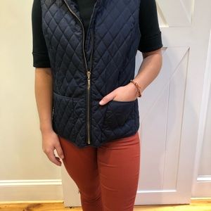 Ellen Tracy navy preppy quilted vest M